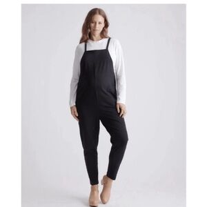 Quince Maternity Organic Cotton Overalls-Jumpsuit in Black sz small